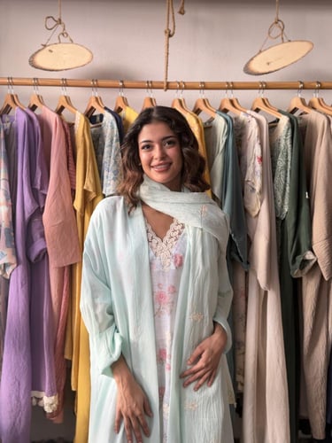 طقم رمضاني عباية وثوب - تيفاني بلو