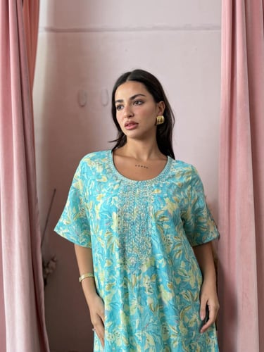 طقم ثوب وعباية - تركواز