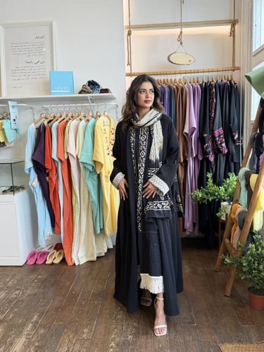 طقم رمضاني عباية كرنكل - اسود