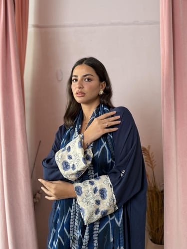 عباية كوبرو أكمام بيج - كحلي