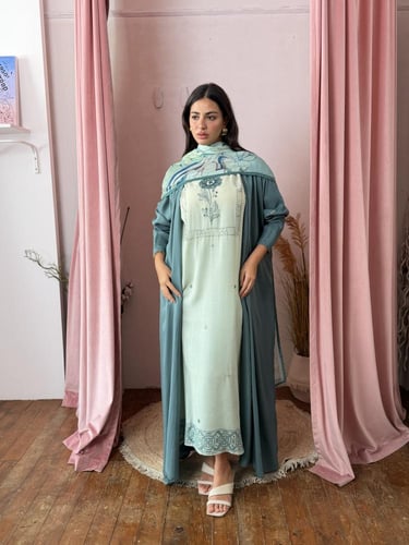 طقم رمضاني عباية وثوب كوبرو - اخضر