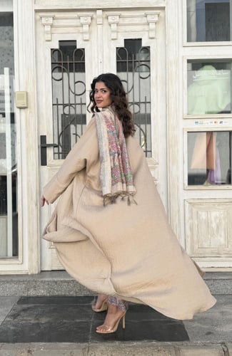 طقم رمضاني ثوب وعباية - بيج