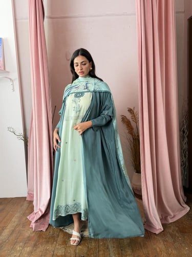 طقم رمضاني عباية وثوب كوبرو - اخضر