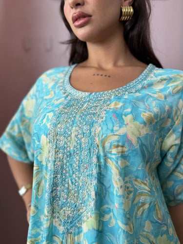 طقم ثوب وعباية - تركواز