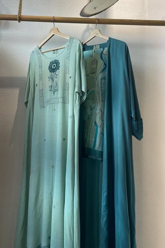 طقم رمضاني عباية وثوب كوبرو - اخضر