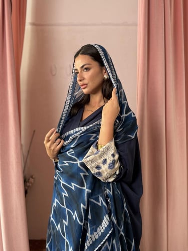 عباية كوبرو أكمام بيج - كحلي