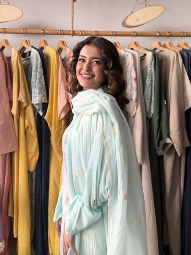 طقم رمضاني عباية وثوب - تيفاني بلو