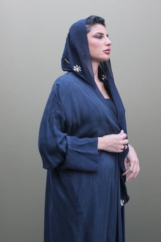 عباية كوبرو طرحة تطريز يدوي سدو - كحلي