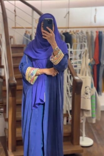 عباية كوبرو بأكمام ملونة - أزرق موف