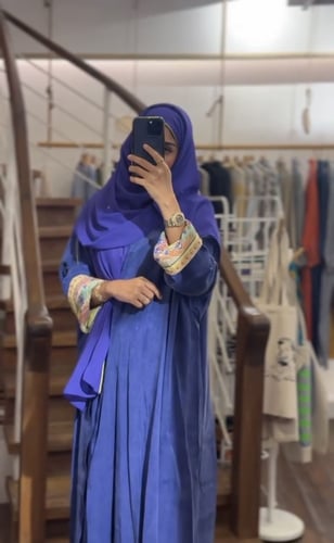 عباية كوبرو بأكمام ملونة - أزرق موف