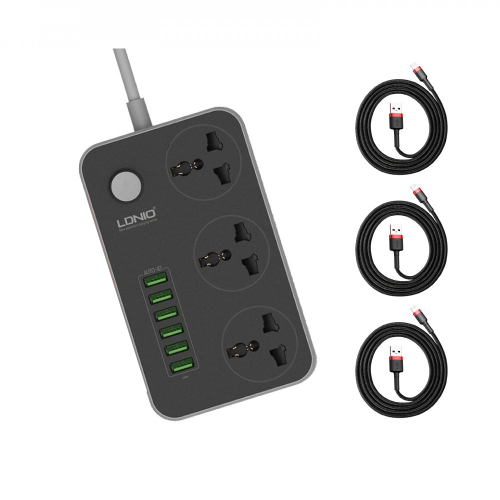 عرض توصيلة لدنيو LDNIO بطول 5 متر مع 3 كيابل ايفون