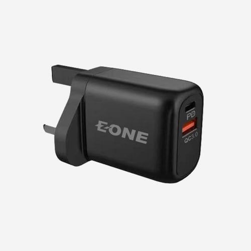 فيش شاحن جداري من EONE بقوة 20 واط بمنفذين بي دي و...