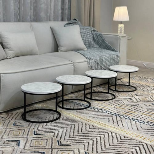 طاولات خدمة أرضية لون شمباني 35x35x20 سم - 4 قطعAB