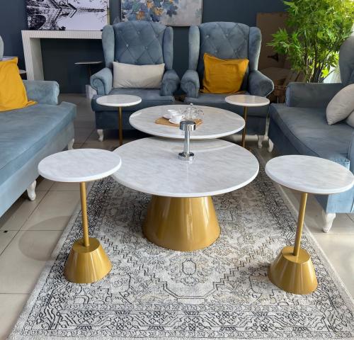 طقم طاولتين دائرية + 4 خدمةAB