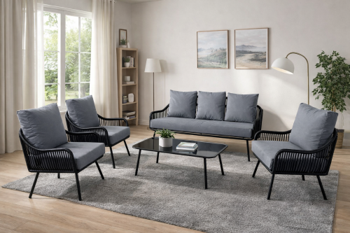 طقم كنب بتصميم عصري 7 شخص الون رمادي