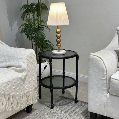 طقم طاولات ضيافة 5 قطع زجاج أسود دورين