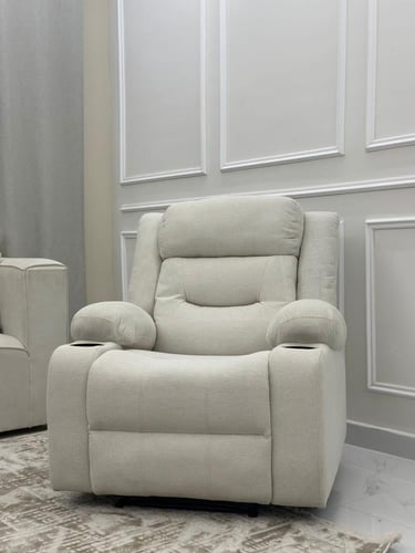 كرسي استرخاء ثابت باللون الأبيض حجم كبير – بتصميم...