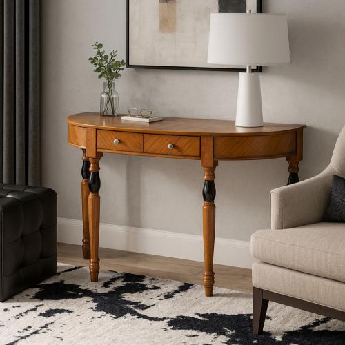 مدخل خشب بني مع 2 أدراج - بتصميم كلاسيكي فاخر