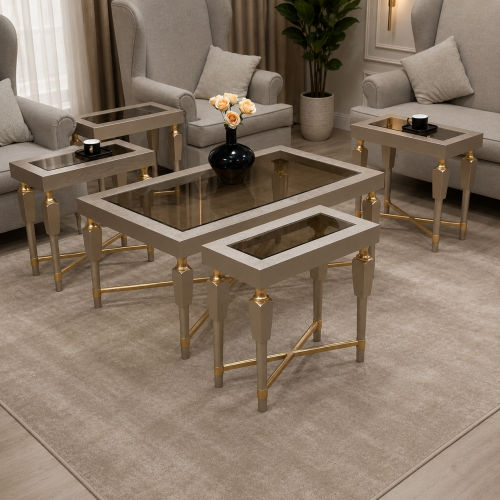 طقم طاولة تقديم مع 4 خدمة بتصميم عصري وأنيق.