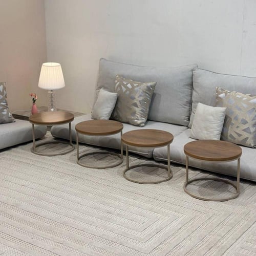 طاولات خدمة أرضية لون شمباني 35x35x20 سم - 4 قطعAB