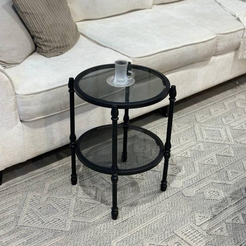 طقم طاولات ضيافة 5 قطع زجاج أسود دورين