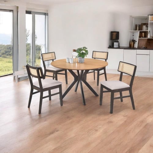 طاولة طعام خشب ماليزي 4 كراسي لون أسود