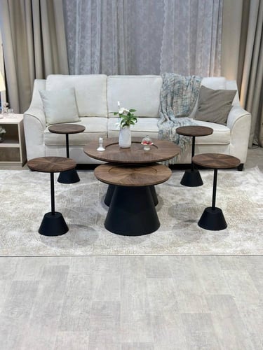 طقم طاولات متداخلة أنيق مع 4 طاولات خدمة – تصميم ع...