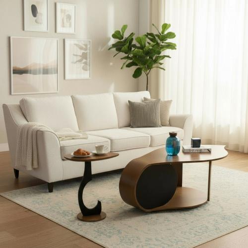 طقم طاولتين ضيافة خشب سنديان شكل ورقة - بتصميم أني...