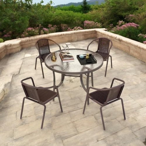 طاولة مع 4 كراسي بني