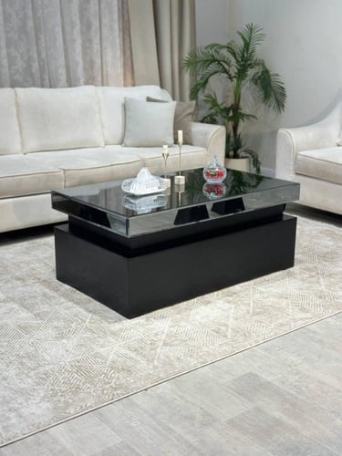 طقم طاولة ضيافة مع 4 خدمة لون أسود موديل عصري #MK