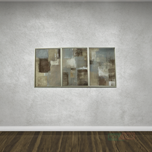 طقم لوحات جدارية تجريدي ترابي ذهبي 90x60 سم