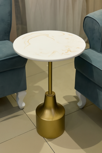 طاولة خدمة سطح رخام عمود ذهبي قاعدة رخام ذهبي