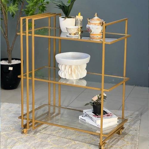 عربية تقديم أسود 3 دور زجاج شفاف - متعددة ِ الألوا...