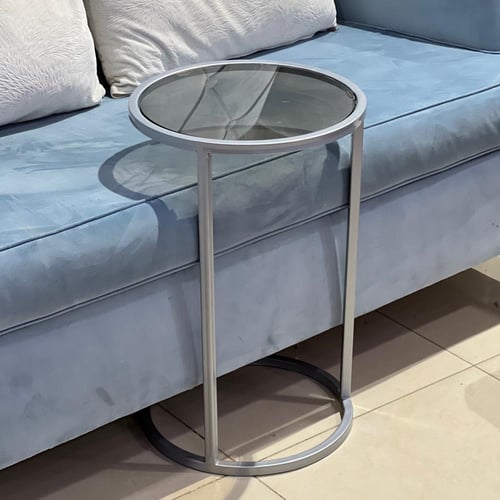 طاولة خدمة زجاج وحديد أسود متعددة الألوان 35x35x55...