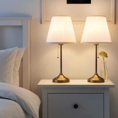 طقم اباجورة 2 حبة عمود مستقيم بلون ذهبي *LU