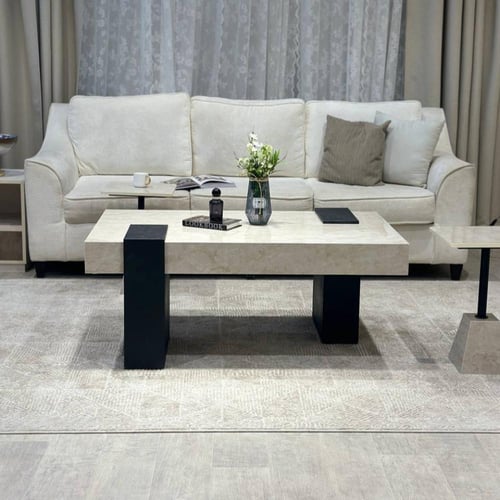 طقم طاولة ضيافة كنب مع 6 طاولات خدمة بديل رخام