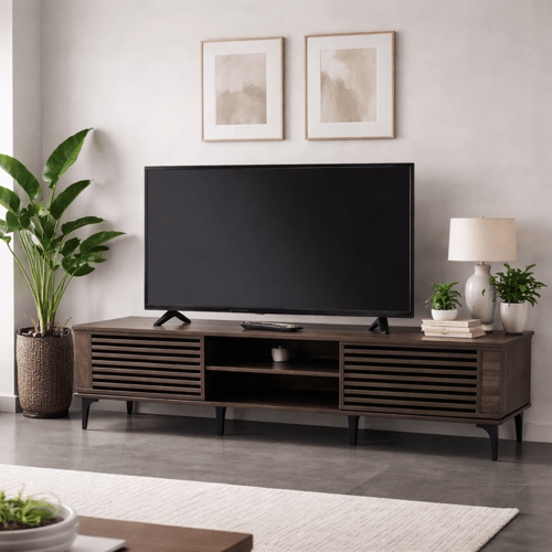 طاولة تلفزيون خشب بني بتصميم عصري مقاس 160 سم *أوت...