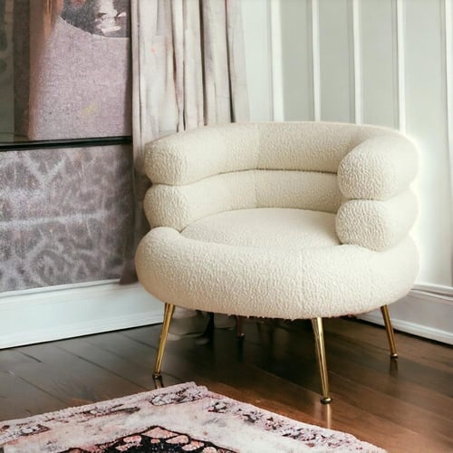 كرسي بوكلية أبيض ارجل ذهبي - متعدد الألوان (AN)