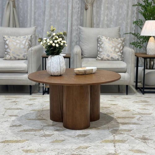 طاولة ضيافة خشب سنديان بني فاتح 90x90x45 سم BT