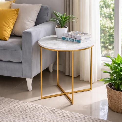 طاولة جانبية ذهبية بتصميم عصري مفتوح 60x60 سم