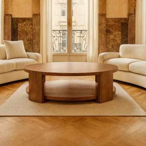طاولة ضيافة خشب سنديان بني 100x100x45 سم