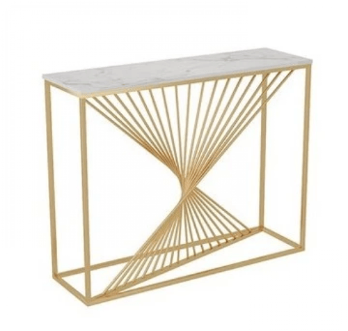 كنسول - مدخل ذهبي حديد سطح خشب شكل رخام *شحن مجاني...