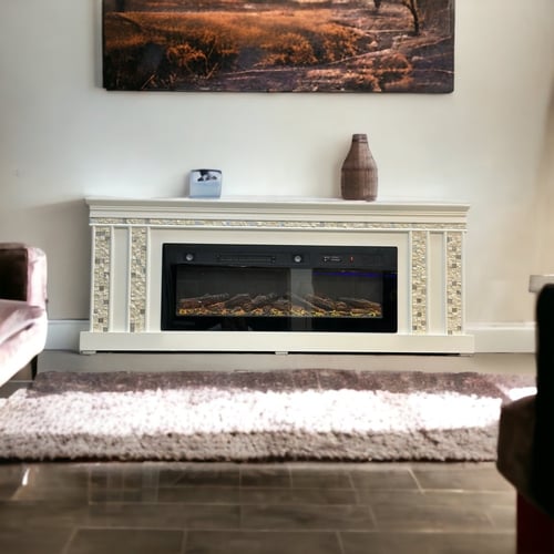 دفاية مع طاولة بلازما لون ابيض