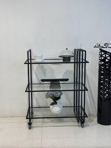 عربية تقديم أسود 3 دور زجاج شفاف - متعددة ِ الألوا...