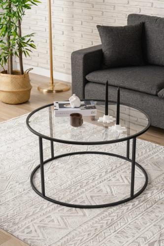 طاولة ضيافة حديد زجاج أسود 80x80x50 سمAB
