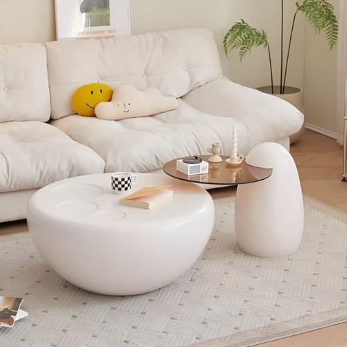 طاولة قهوة مستديرة مع جانبية