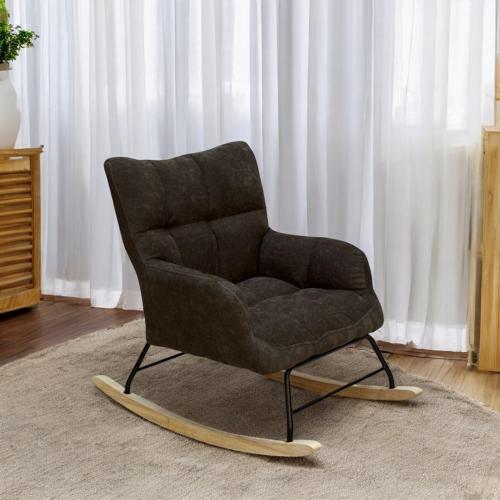 كرسي هزاز قماش لون بني