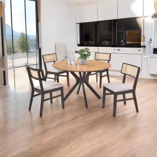 طاولة طعام خشب ماليزي 4 كراسي لون أسود