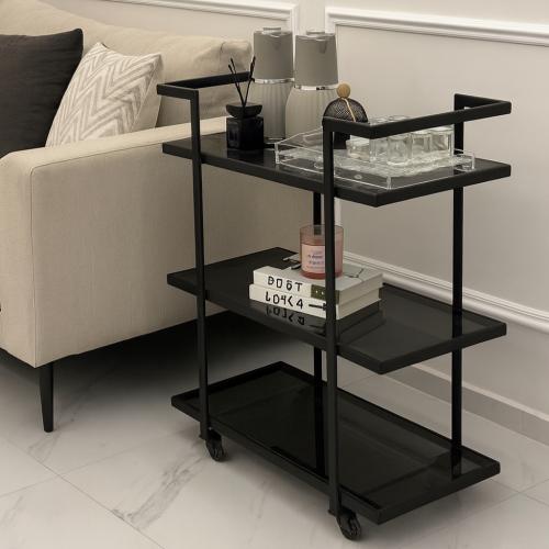 عربية تقديم 3 دور سطح زجاج أسود شفاف - بتصميم فاخر...