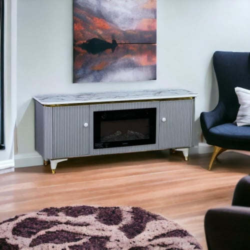 دفاية مع طاولة بلازما لون فضي